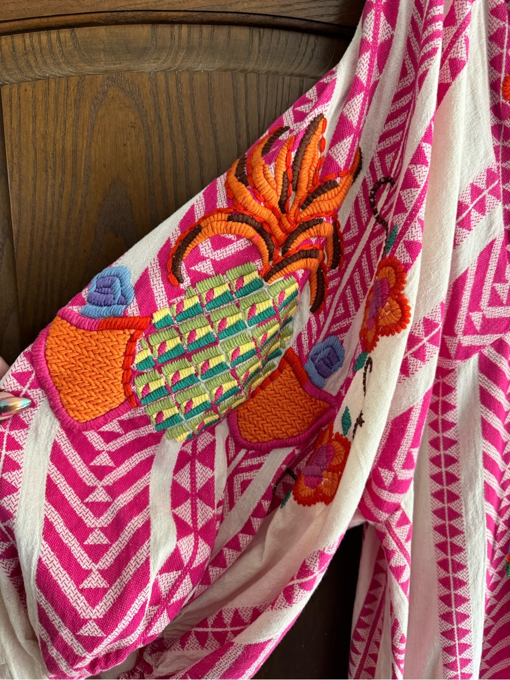 Farm Rio Boho Pink Embroidered Dress - Picture 4 of 5